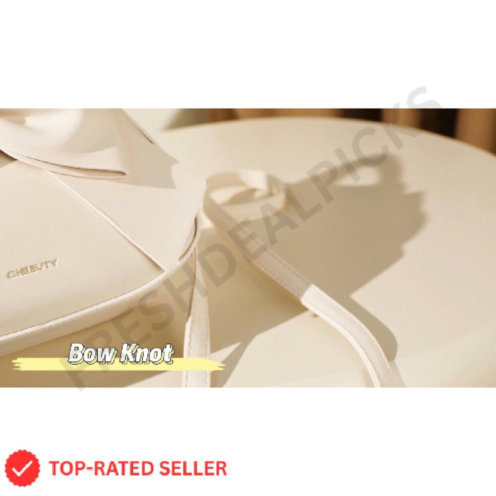 Vegan Leather Crossbody Bag Cute Bow Knot Chic Elegant Adjustable Strap - Picture 8 of 8